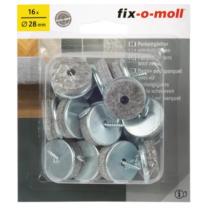 Fix-O-Moll meubelviltglijders met schroef 28mm 16 st 2
