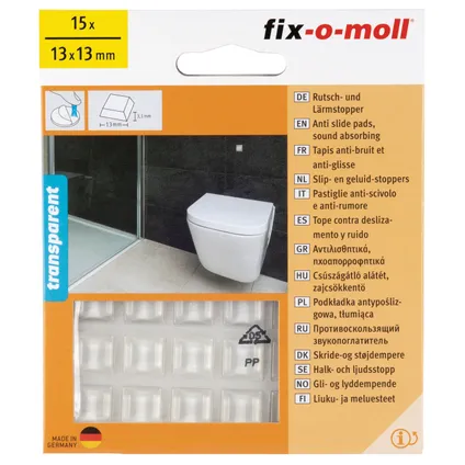 Fix-O-Moll zelfklevende stootbuffer transparant 13x13x3,1mm 15 st 2