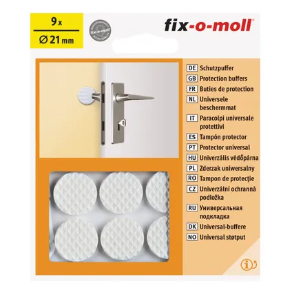 Fix-O-Moll wanddeurstop zelfklevend wit 21mm 9 st 2