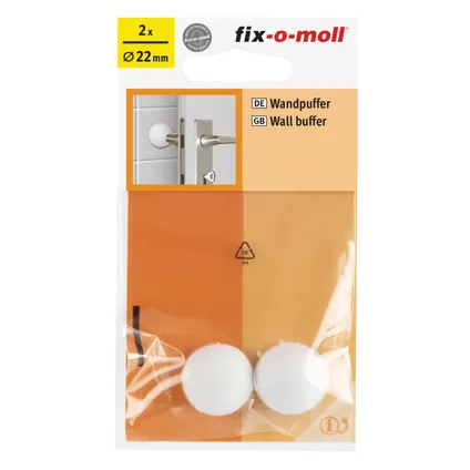 Fix-O-Moll wanddeurstop zelfklevend wit 22mm 2 st 2