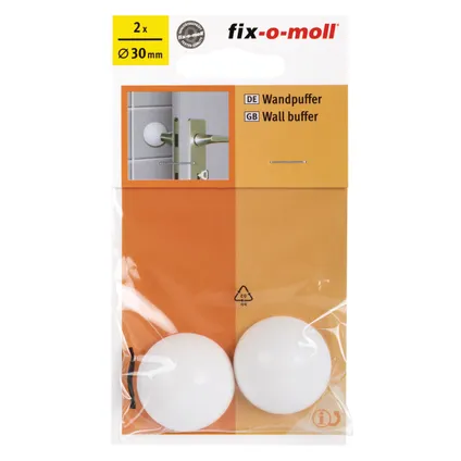 Fix-O-Moll wanddeurstop zelfklevend wit 30mm 2 st 2