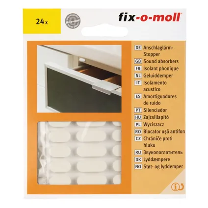 Fix-O-Moll muurstopper zelfklevend wit 16x8/22x8mm 24st 2