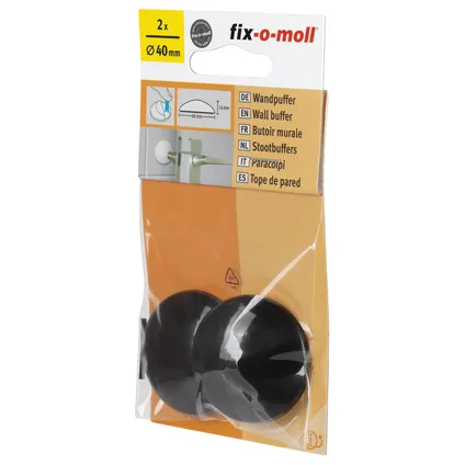 Fix-O-Moll wanddeurstop zelfklevend zwart 40mm 2 st 4