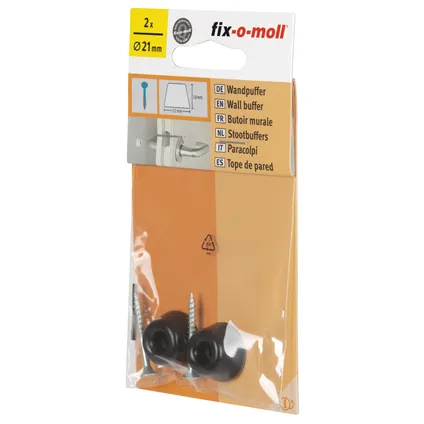 Fix-O-Moll wanddeurstop + schroef zwart 21x10mm 2 st 4