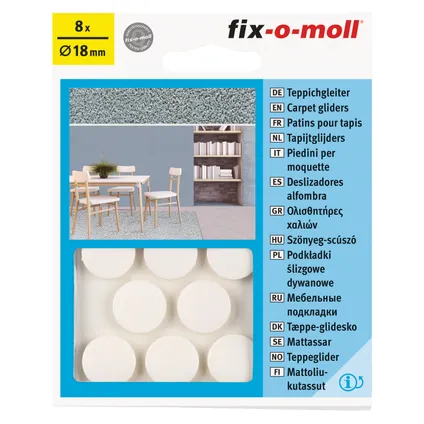 Fix-O-Moll tapijtglijders zelfklevend wit 18mm 8st 2