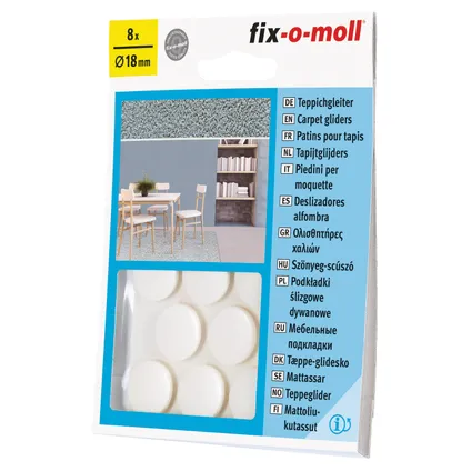 Fix-O-Moll tapijtglijders zelfklevend wit 18mm 8st 4
