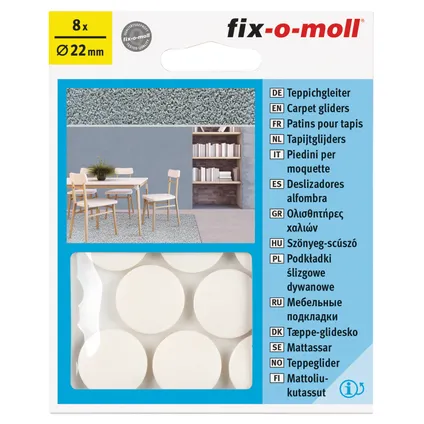 Fix-O-Moll tapijtglijders zelfklevend wit 22mm 8st 2