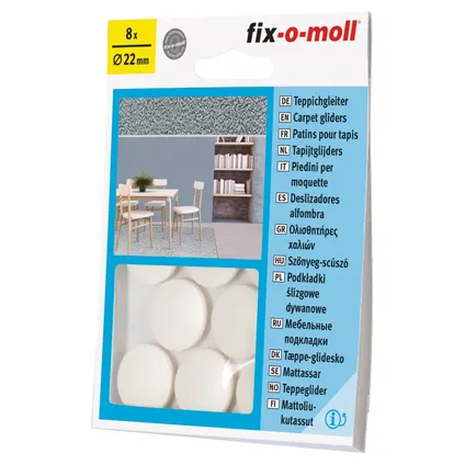 Fix-O-Moll tapijtglijders zelfklevend wit 22mm 8st 4