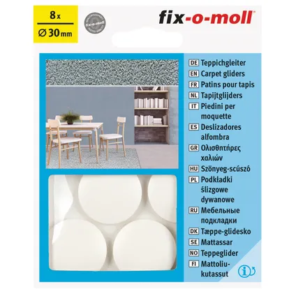 Fix-O-Moll tapijtglijders zelfklevend wit 30mm 8st 2