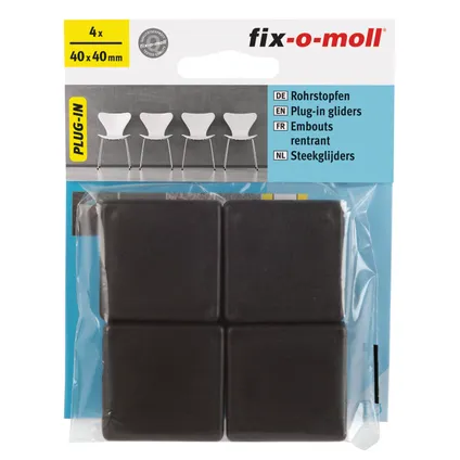 Fix-O-Moll insteek stoelpootdoppen zwart 40x40mm 4st 2