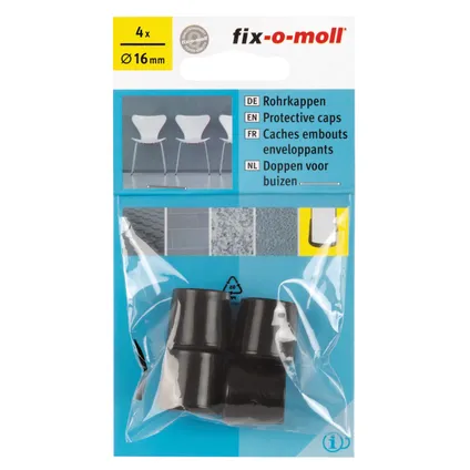 Fix-O-Moll stoelpootdoppen zwart 16 mm 4st 2