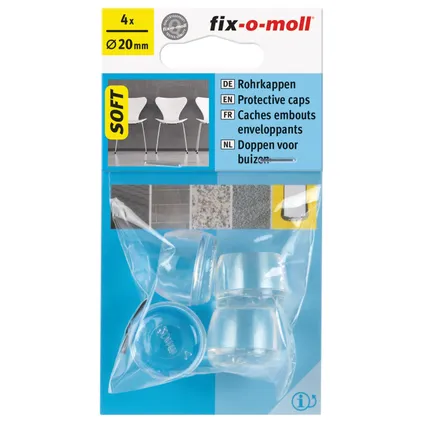 Fix-O-Moll tafelpootdoppen flexibel transparant 20 mm 4st 2
