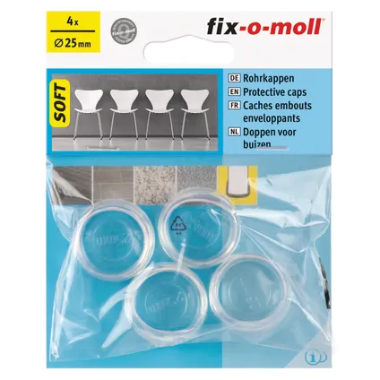 Fix-O-Moll tafelpootdoppen flexibel transparant 25 mm 4st 2