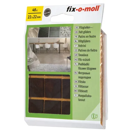 Fix-O-Moll meubelviltglijders zelfklevend bruin 22x22mm 48 st 4