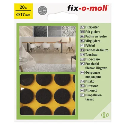 Fix-O-Moll meubelviltglijders zelfklevend bruin 17 mm 20 st 2