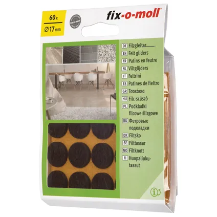 Fix-O-Moll meubelviltglijders zelfklevend bruin 17 mm 60 st 4