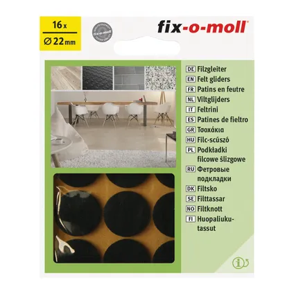 Fix-O-Moll meubelviltglijders zelfklevend bruin 22 mm 16 st 2