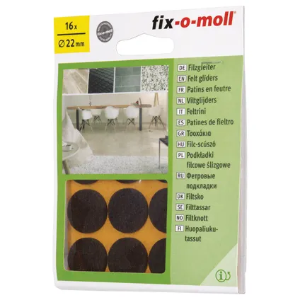 Fix-O-Moll meubelviltglijders zelfklevend bruin 22 mm 16 st 4