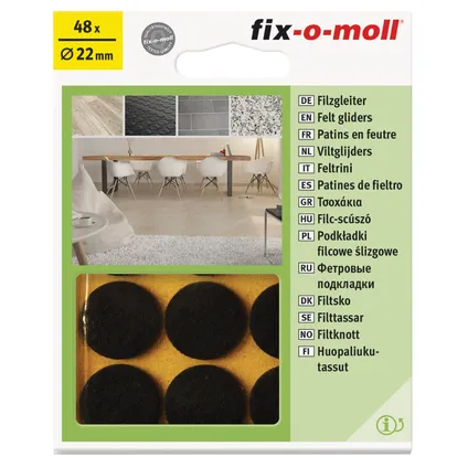 Fix-O-Moll meubelviltglijders zelfklevend bruin 17 mm 48 st 2