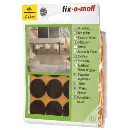 Fix-O-Moll meubelviltglijders zelfklevend bruin 17 mm 48 st 4