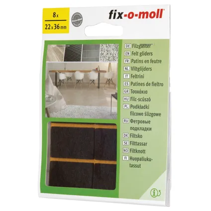 Patin pour meuble feutre Fix-O-Moll auto-adhésif marron 22x36mm 8 pièces 4