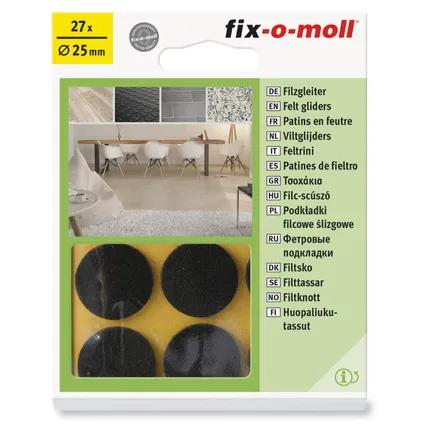 Fix-O-Moll meubelviltglijders zelfklevend bruin 25mm 27 st 2