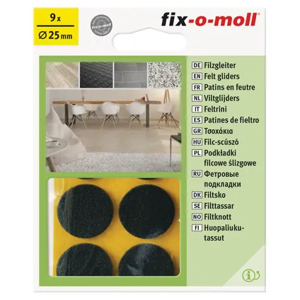 Fix-O-Moll meubelviltglijders zelfklevend bruin 25mm 9 st 2
