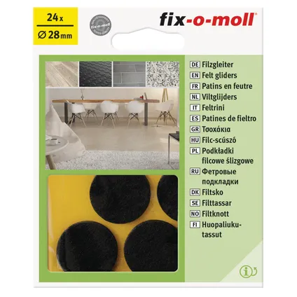 Fix-O-Moll meubelviltglijders zelfklevend bruin 28mm 24 st 2