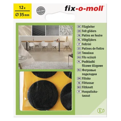 Fix-O-Moll meubelviltglijders zelfklevend bruin 35mm 12 st 2