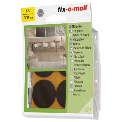 Fix-O-Moll meubelviltglijders zelfklevend bruin 35mm 12 st 4