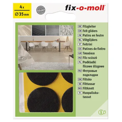 Fix-O-Moll meubelviltglijders zelfklevend bruin 35mm 4 st 2