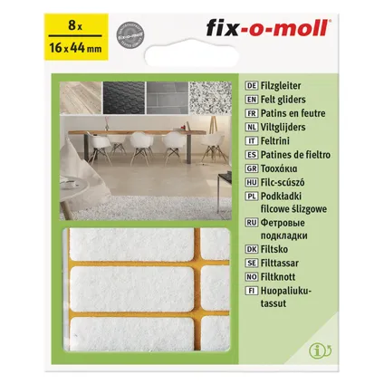 Fix-O-Moll meubelviltglijders zelfklevend wit 16x44mm 8 st 2