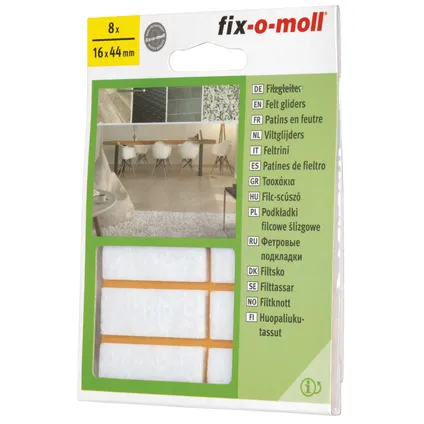 Fix-O-Moll meubelviltglijders zelfklevend wit 16x44mm 8 st 4