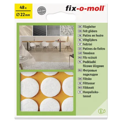 Fix-O-Moll meubelviltglijders zelfklevend wit 22mm 48 st 2