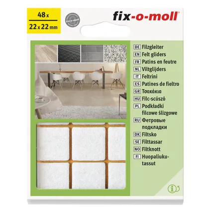 Fix-O-Moll meubelviltglijders zelfklevend wit 22x22mm 48 st 2