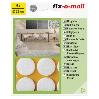 Fix-O-Moll meubelviltglijders zelfklevend wit 25mm 9 st 2