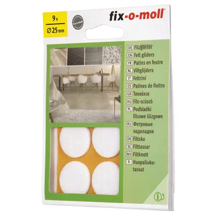 Fix-O-Moll meubelviltglijders zelfklevend wit 25mm 9 st 4