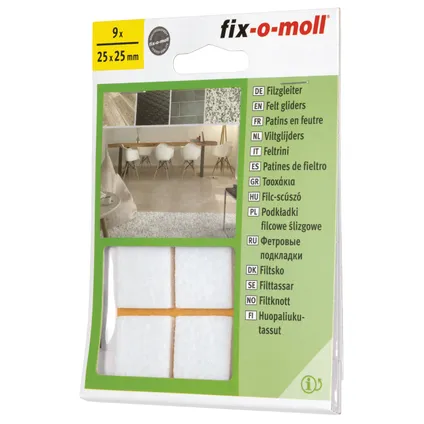 Fix-O-Moll meubelviltglijders zelfklevend wit 25x25mm 9 st 4