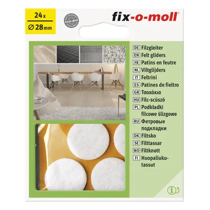 Fix-O-Moll meubelviltglijders zelfklevend wit 28mm 24 st 2