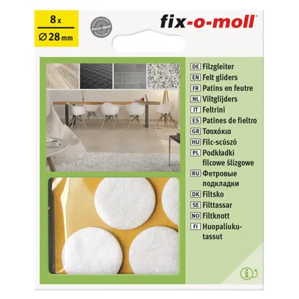 Fix-O-Moll meubelviltglijders zelfklevend wit 28mm 8 st 2