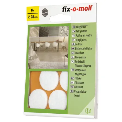 Fix-O-Moll meubelviltglijders zelfklevend wit 28mm 8 st 4
