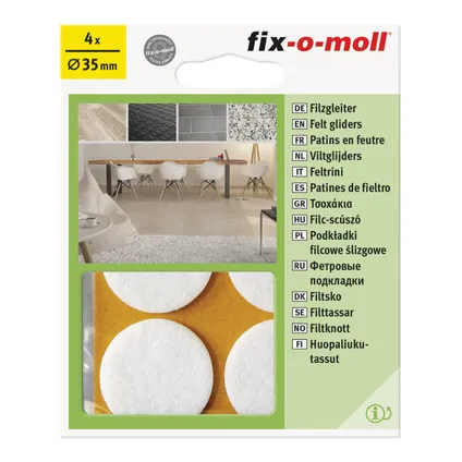 Fix-O-Moll meubelviltglijders zelfklevend wit 35mm 4 st 2