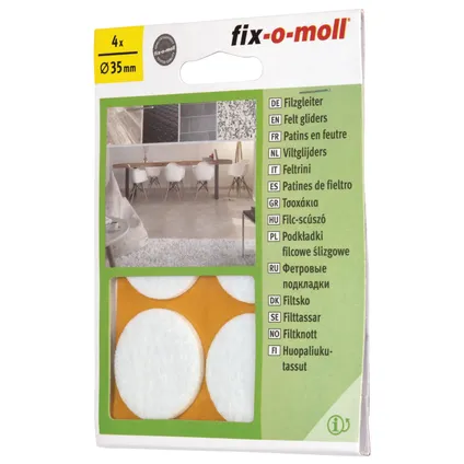 Fix-O-Moll meubelviltglijders zelfklevend wit 35mm 4 st 4