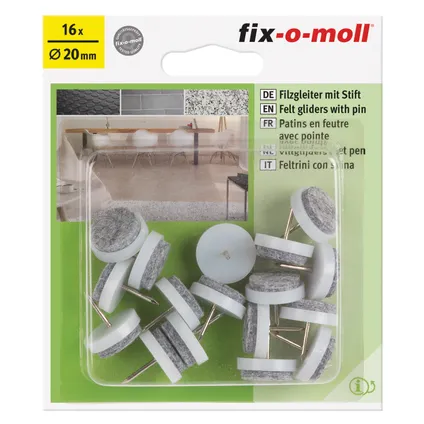 Fix-O-Moll meubelviltglijders met nagel wit 20mm 16 st 2