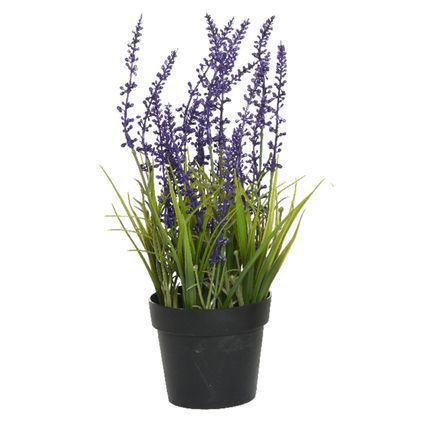 Everlands Lavendel kunstplant - in pot - violet - D15 x H30 cm