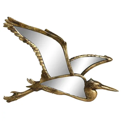 Items Wand deco spiegel ornament - vogel/reiger - goud - L35 x H26 cm