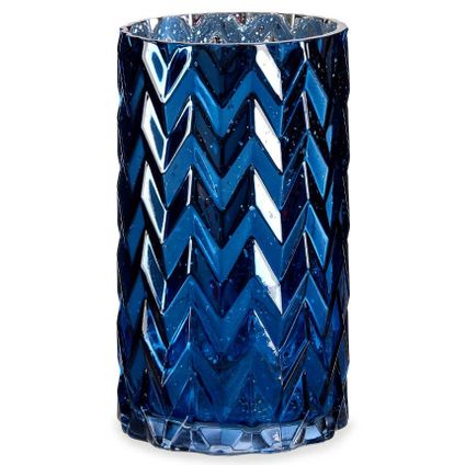 Giftdecor Bloemenvaas - luxe decoratie glas - blauw - 11 x 20 cm
