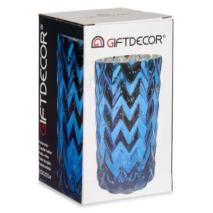 Giftdecor Bloemenvaas - luxe decoratie glas - blauw - 11 x 20 cm 2