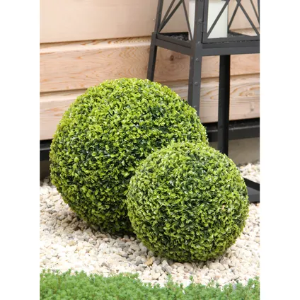 Mica Decorations Kunstplant - buxusbol - groen - 27 cm 2