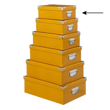 5Five Opbergdoos/box - geel - L28 x B19.5 x H11 cm - Karton